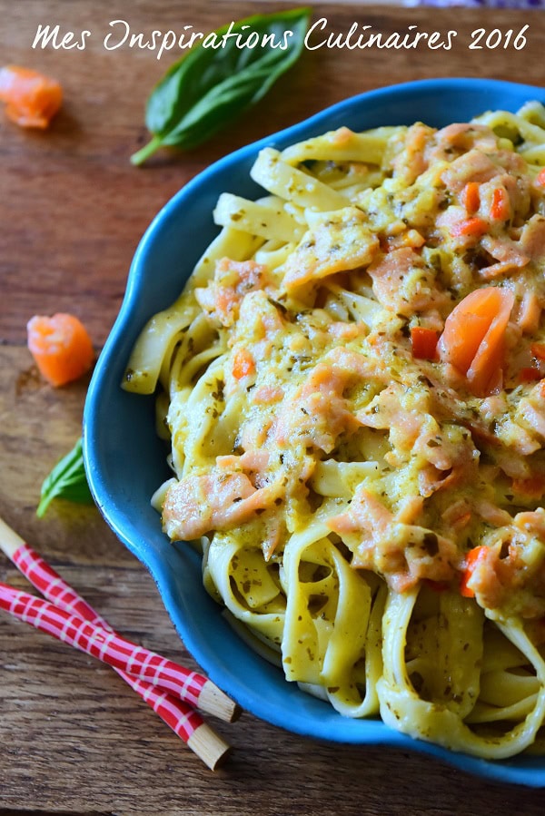 Tagliatelles au basilic et pesto crémeux - Recette