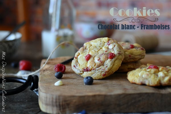 Recette Cookies americains au chocolat blanc et framboises