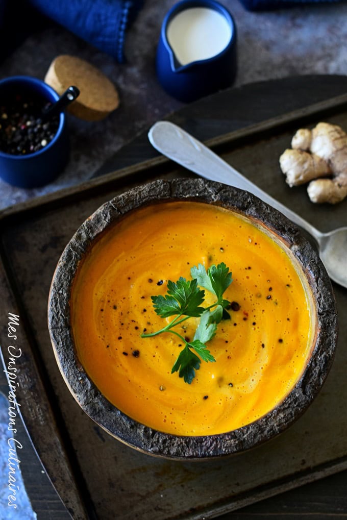 Recette soupe Veloutée de carottes et gingembre 