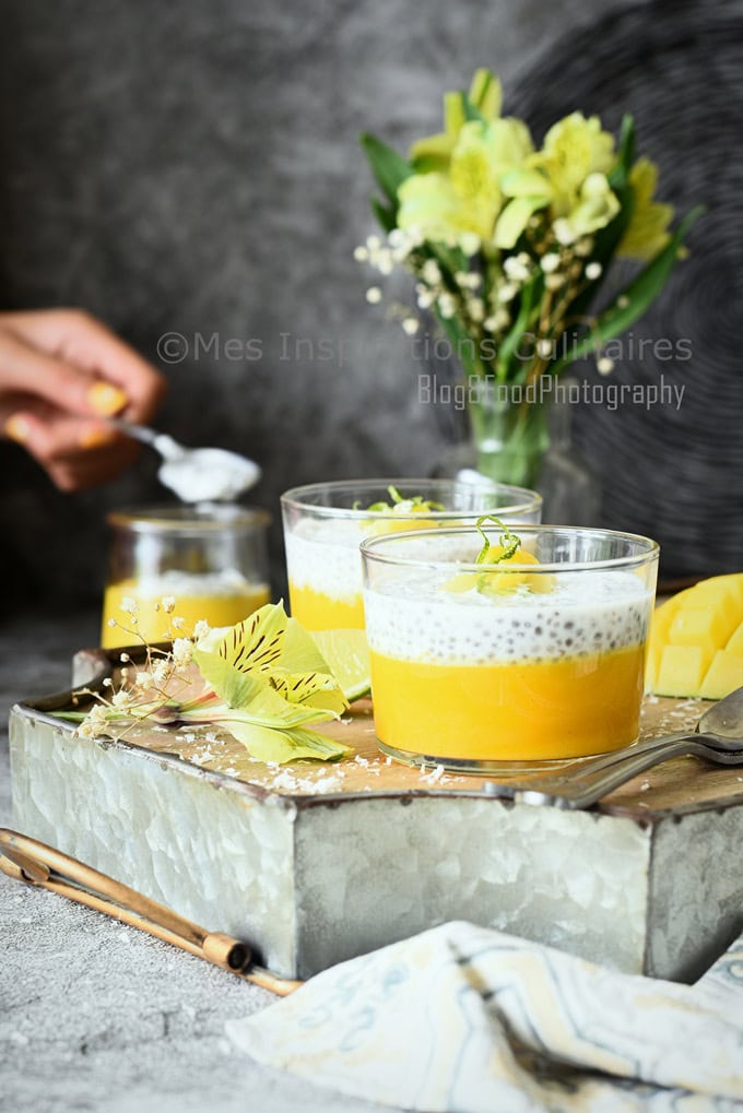 Pudding chia et lait de coco mangue