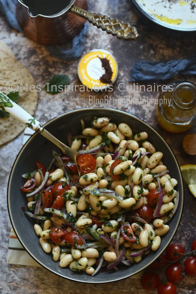 Salade haricots blancs tomate et oignons (Piyaz)
