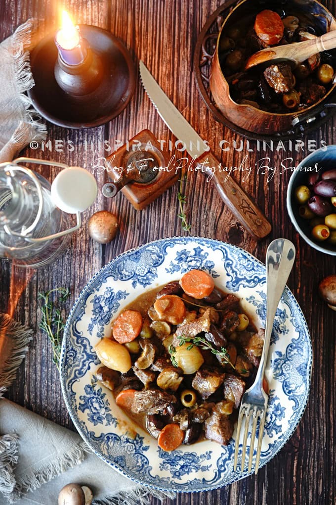Sauté de veau aux olives et champignons
