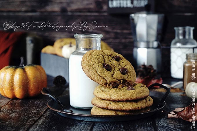 Cookies au potimarron (pumpkin), pépites de chocolat et noisettes
