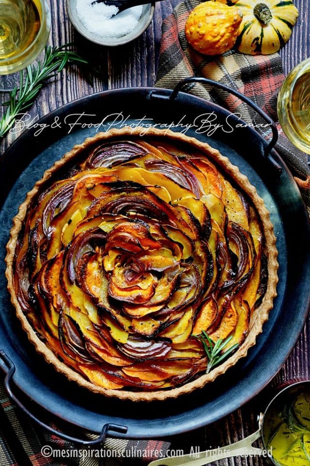 Tarte butternut, patate douce et oignons caramélisés | Le Blog cuisine ...